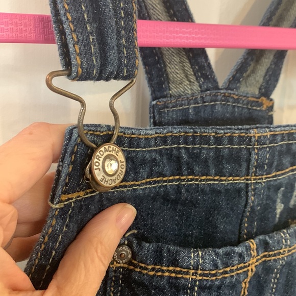 Jordache Girls Distressed Denim Overalls size medium 7/8 - Picture 5 of 8